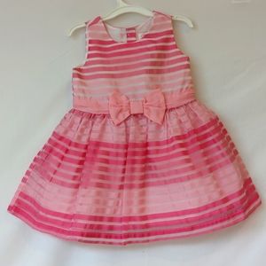 1989 PLACE | Baby Girl's Pink Multi-strip Organza Dress | 12-18M